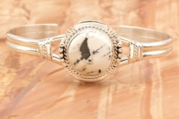 Genuine White Buffalo Turquoise Sterling Silver Bracelet